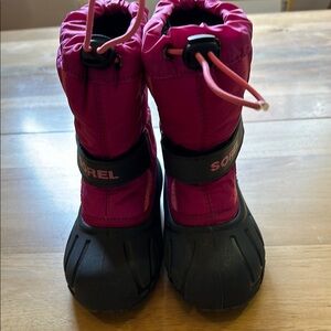 Sorel Pink and Black Rain & Snow Boots